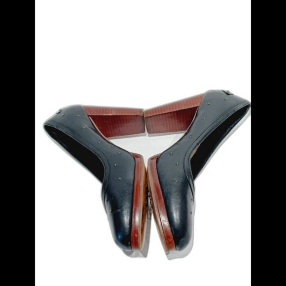 Seychelles Black Leather Studded Platform Heels - Picture 6 of 8